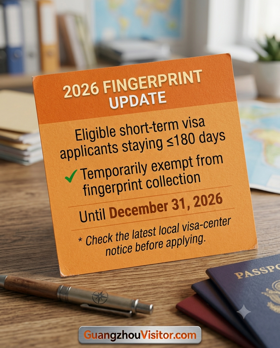 2026 China visa fingerprint update — temporary exemption for short-term visa applicants until December 31 2026