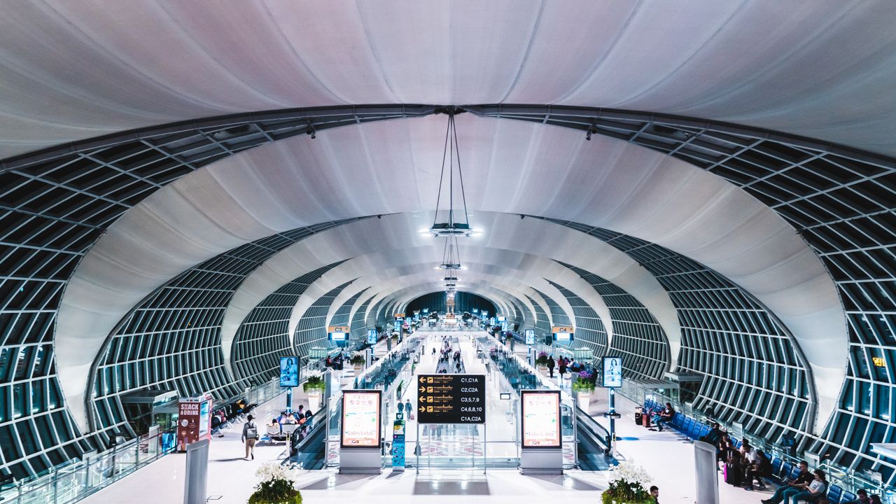 Modern airport terminal ceiling architecture
